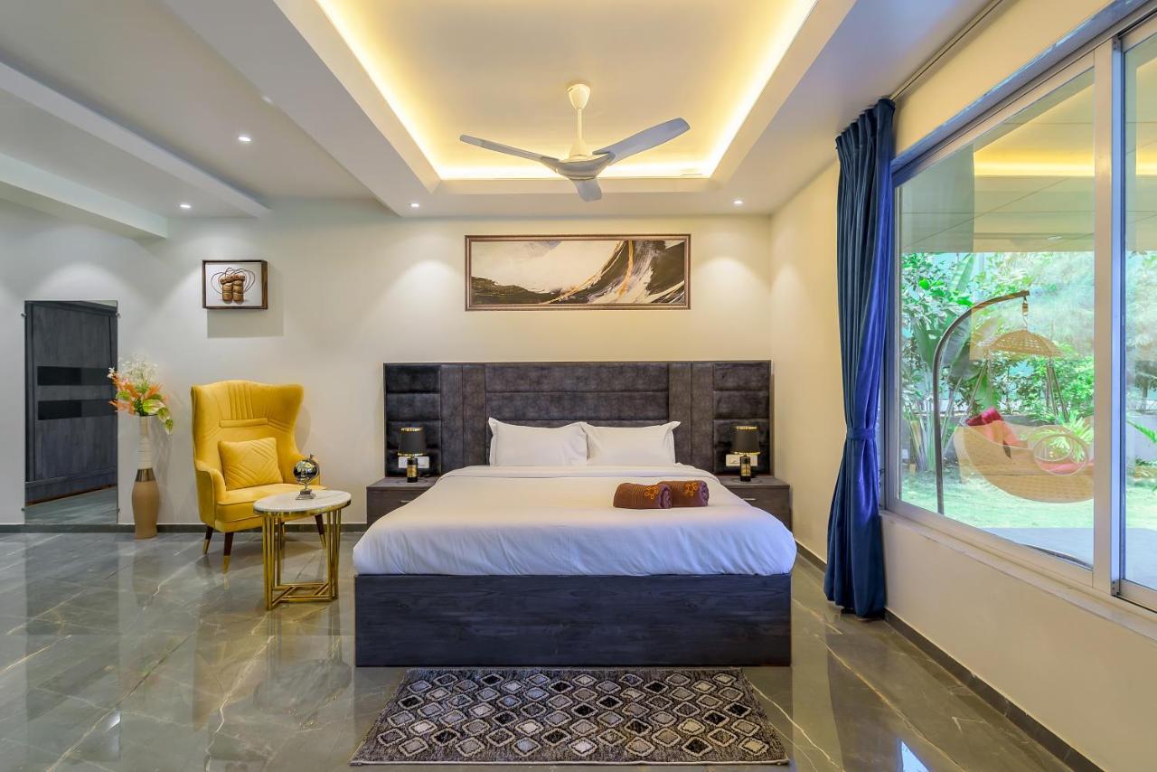 Saffronstays Palm Paradise, Kalyan Khadavli - Swimming Pool With Water Slides, Gazebo And Indoor Games Padghe Kültér fotó